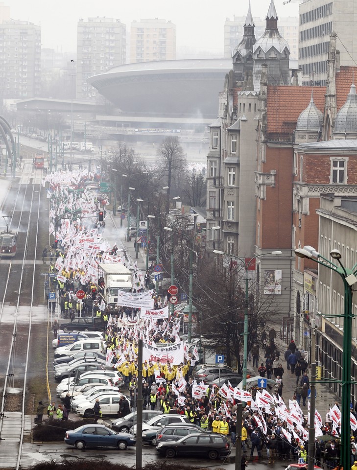 KATOWICE MANIFESTACJA GÓRNICZYCH ZWIĄZKÓW ZAWODOWYCH