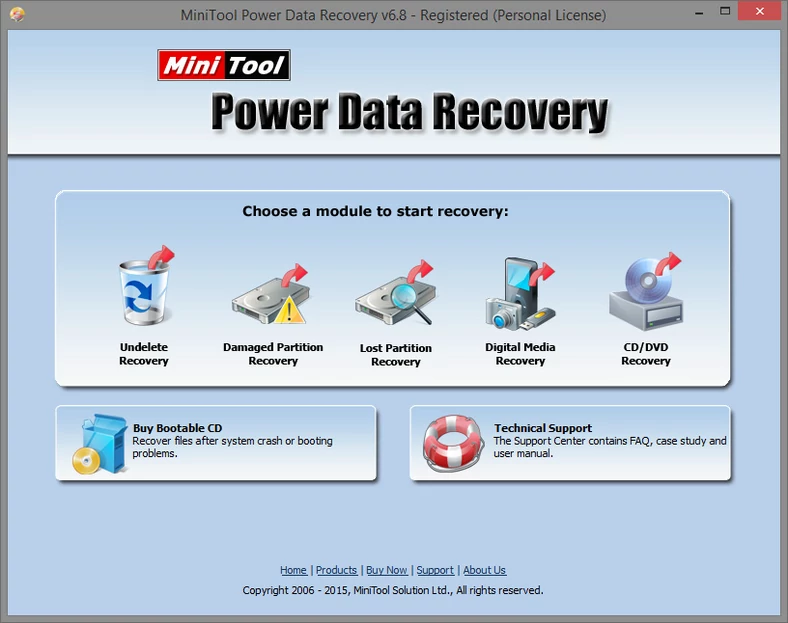 Główne okno programu do odzyskiwania danych - MiniTool Power Data Recovery