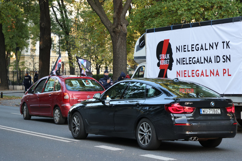 Protest samochodowy w Warszawie