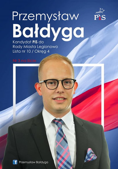Plakat wyborczy Przemysława Bałdygi z czasu kampanii wyborczej przed wyborami samorządowymi w 2018 r.