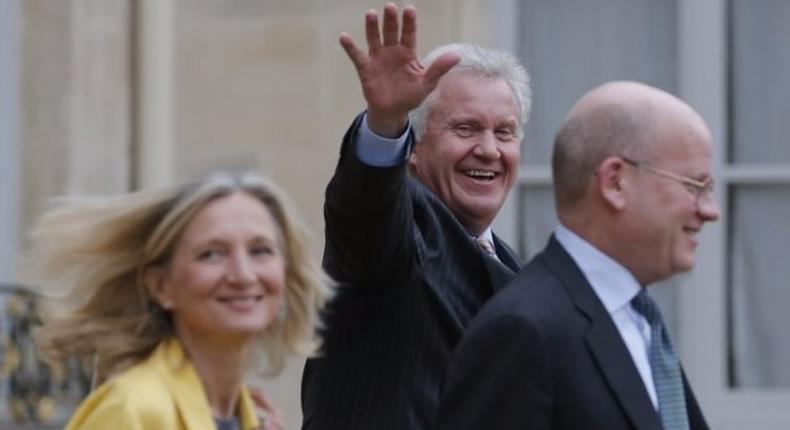 General Electric Chairman and CEO Immelt and staff leave after a meeting with French President at the Elysee Palace in Paris