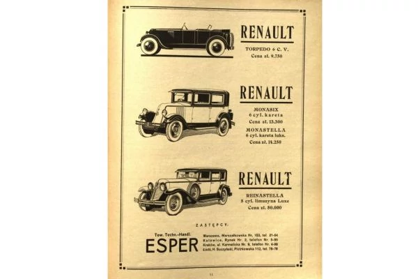 Reklama Renault 1929 r.