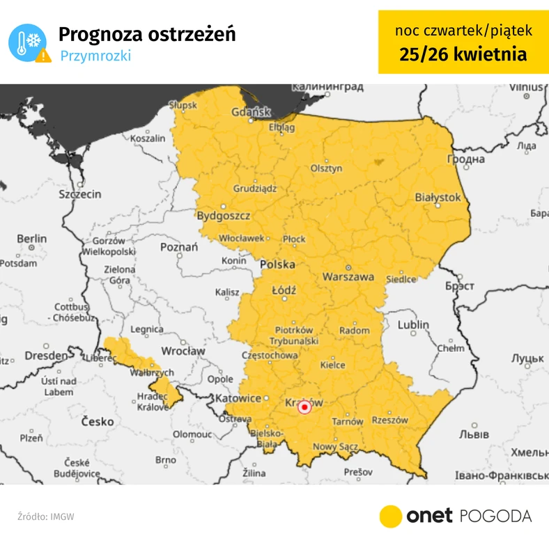 Prognoza ostrzeżeń przed przymrozkami