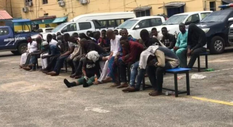 Police parade 49 youths arrested at Yoruba Nation rally in Lagos. (TheCable)