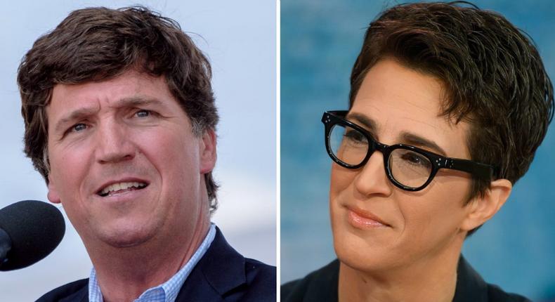 Tucker Carlson and Rachel Maddow