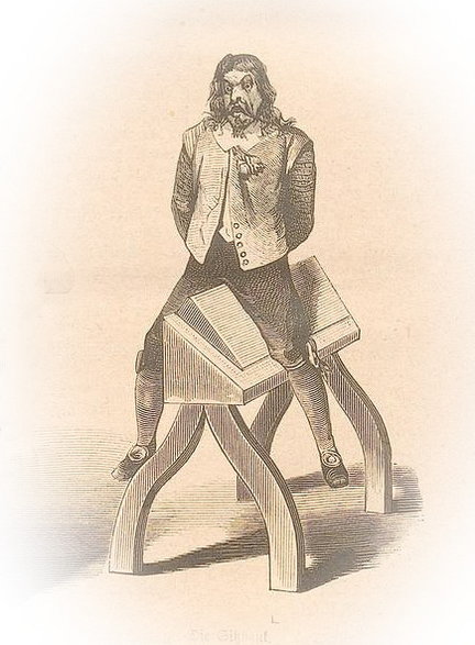 Skazaniec ,,dosiadający" hiszpańskiego konia w wersji z niesymetrycznymi bokami