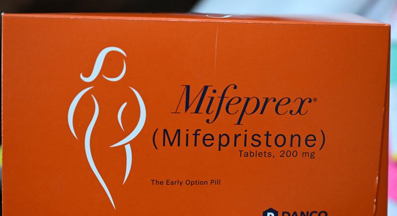 Mifepristone (Mifeprex), one of the two drugs used in a medication abortion, is displayed at the Women's Reproductive Clinic, which provides legal medication abortion services, in Santa Teresa, New Mexico, on June 15, 2022.Photo by ROBYN BECK/AFP via Getty Images