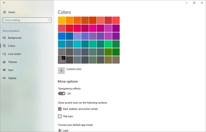 Elementy Acrylic z Fluent Design na pasku bocznym