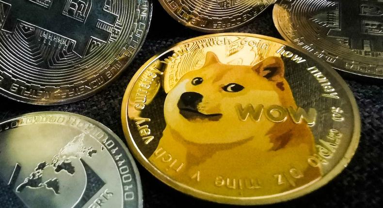 Bitcoin and Dogecoin cryptocurrencies.Jakub Porzycki/Getty Images