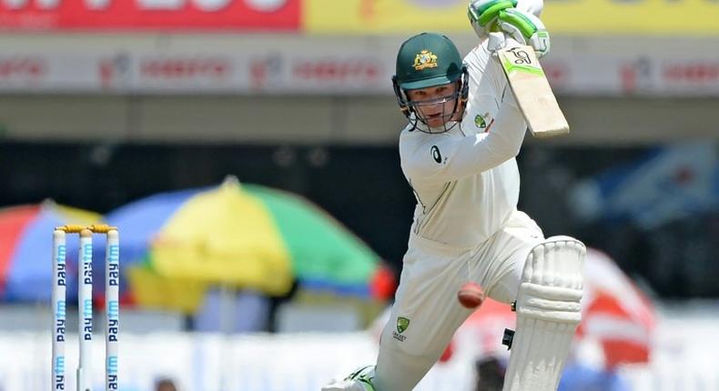 Australia's Peter Handscomb bats during the fifth day of the third Test against India in Ranchi on March 20, 2017