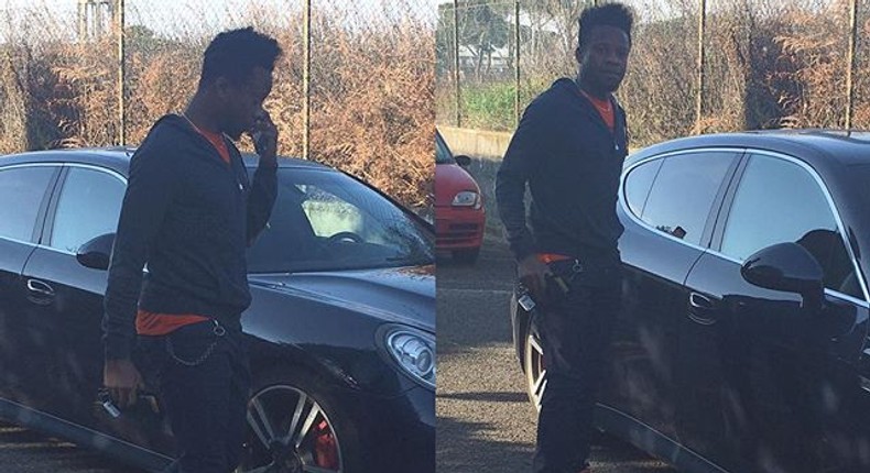 Ogenyi Onazi poses with his Porsche Panamera