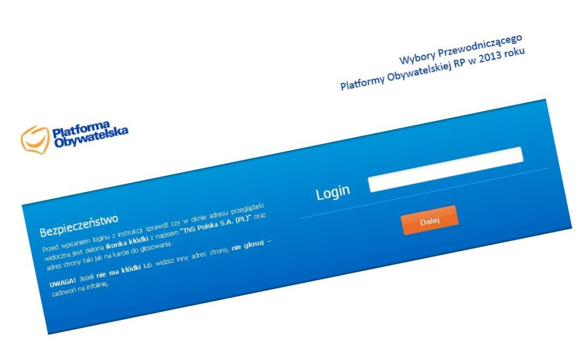 Strona do głosowania na szefa Platformy Obywatelskiej platforma-wybory2013.pl