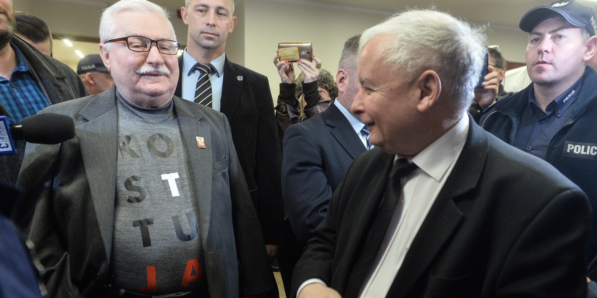 Lech Wałęsa i Jarosław Kaczyński