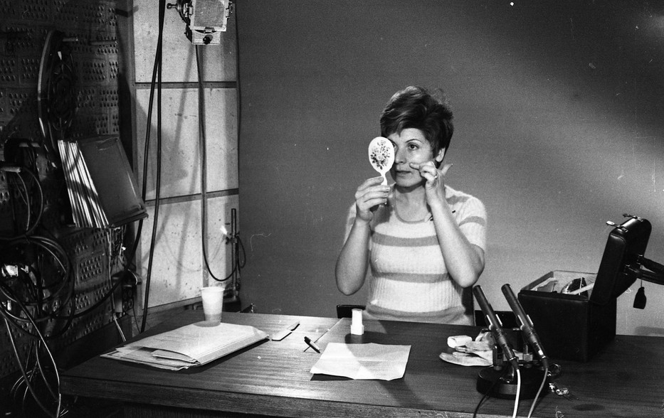 Tamási Eszter a Magyar Televízió stúdiójában 1973-ban - Fortepan / Urbán Tamás