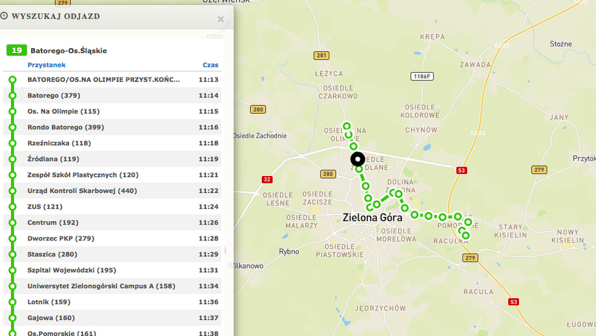 Na stronie zielonogórskiego Miejskiego Zakładu Komunikacji funkcjonuje interaktywna mapa. Dzięki niej można zobaczyć, w którym miejscu znajduje się aktualnie autobus.