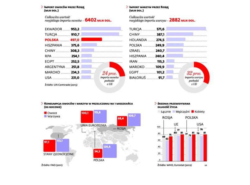 Rosyjskie embargo na żywność. Komu zaszkodzi? INFOGRAFIKA