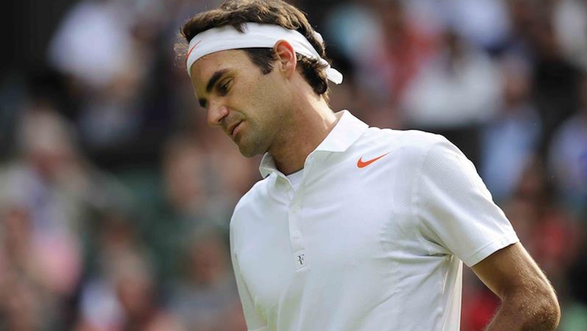 Roger Federer w białym stroju Wimbledon 2013