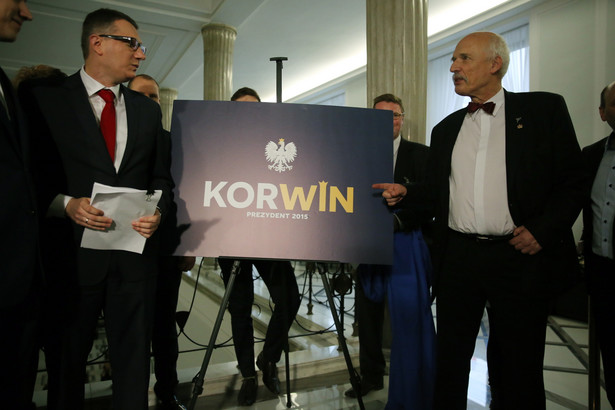 Janusz Korwin-Mikke i Przemysław Wipler PAP/Tomasz Gzell