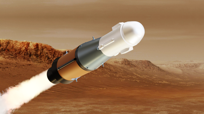 Rakieta Mars Ascent Vehicle (MAV). Grafika koncepcyjna