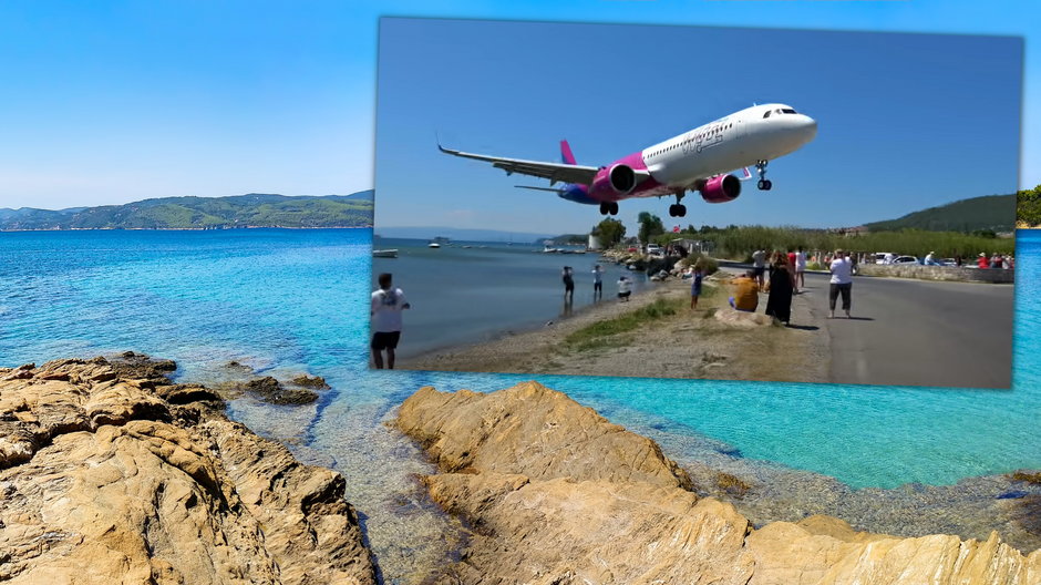 "Najniższe lądowanie w historii" na greckiej wyspie Skiatos (fot. YouTube/GreatFlyer)