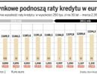 Choć raty kredytów w euro rosną, pożyczki są nadal tańsze niż złotowe