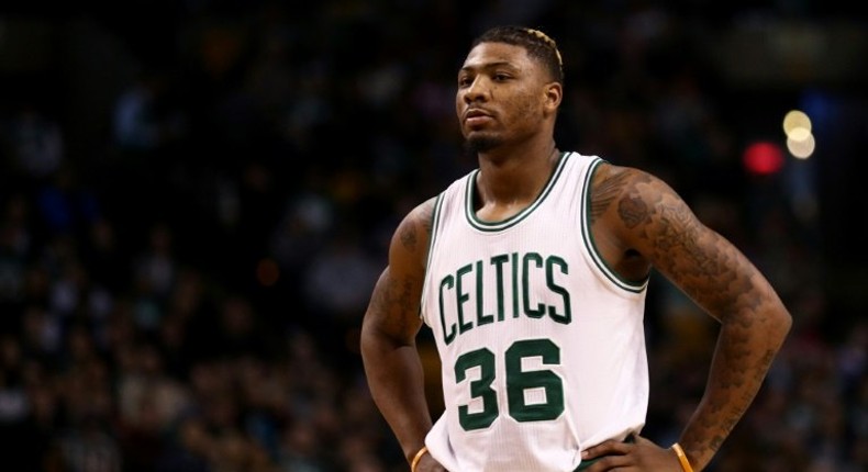 Marcus Smart of the Boston Celtics on February 1, 2017 in Boston, Massachusetts