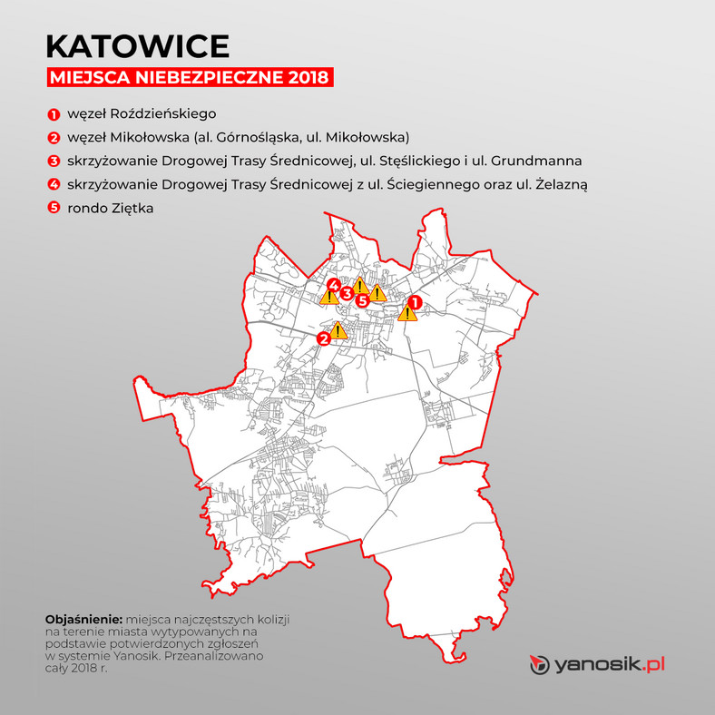 Najbardziej niebezpieczne miejsca w Katowicach