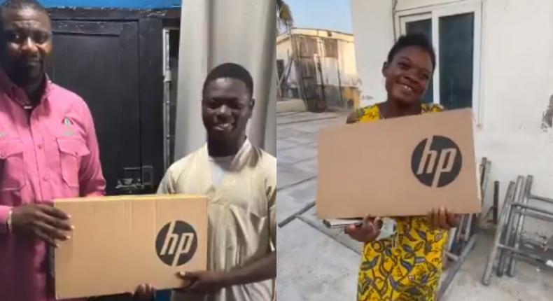 John Dumelo shares laptops to students in Ayawaso West Wuogon