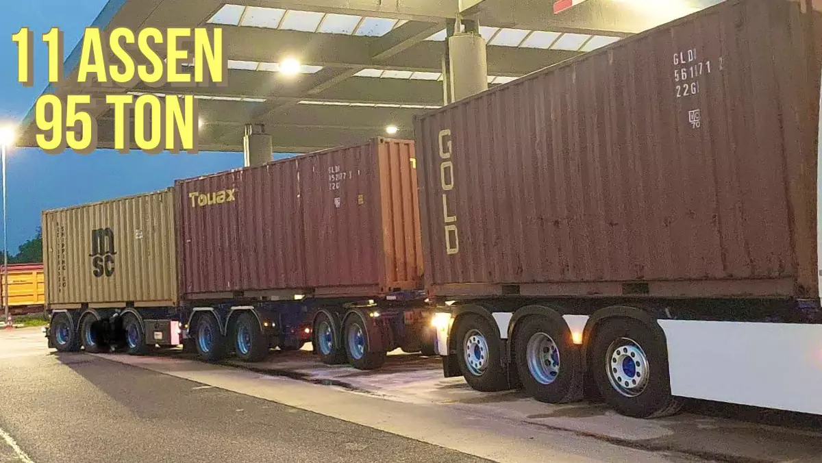 Zestaw z trzema kontenerami w Holandii przeciążony o 35 ton
