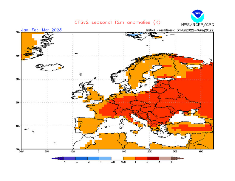 Zima w większości Europy powinna być ciepła.