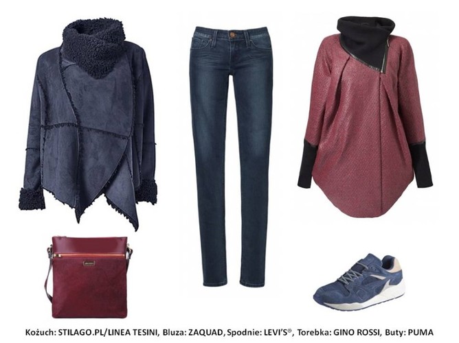 Kożuch: Stilago.pl/Linea Tesini 409 pln Bluza: Zaquad 600 pln Spodnie: Levi’s® 429 pln Torebka: Gino Rossi 499,90 pln Buty: Puma 589 pln