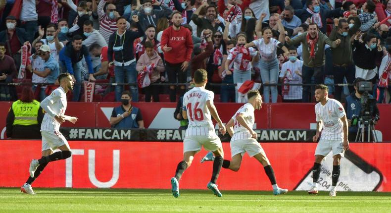 Sevilla's Munir El Haddadi scored the second goal in a 2-1 victory over Real Betis in La Liga on Sunday Creator: CRISTINA QUICLER