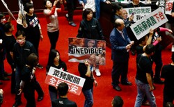 Premier Tajwanu obrzucony świńskimi wnętrznościami w parlamencie