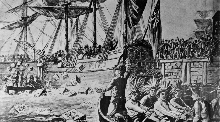 A bostoni teadélutánnal indult az amerikai függetlenségi háború. (Drawing Depicting the Boston Tea Party by W.L. Greene). / GettyImages