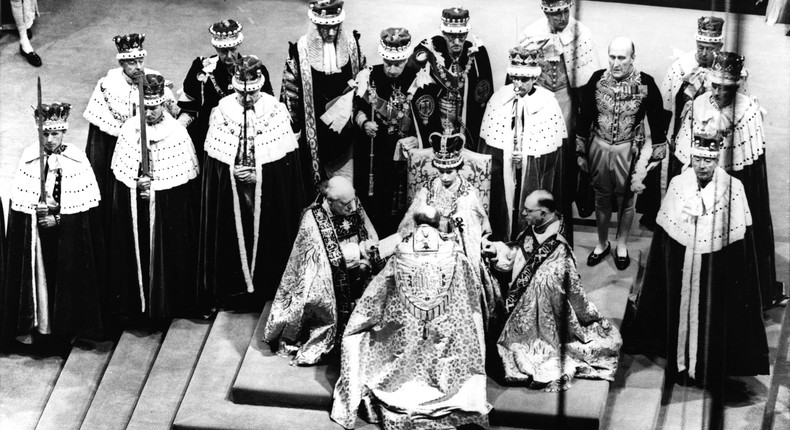 1953: On June 2, 1953, Elizabeth was crowned at Westminster Abbey, making her the 39th sovereign to be crowned in the iconic church. Although she officially became queen in 1952 after the passing of her father, King George, her coronation wasn't until a year later. An estimated 27 million people in Britain watched the ceremony on TV.