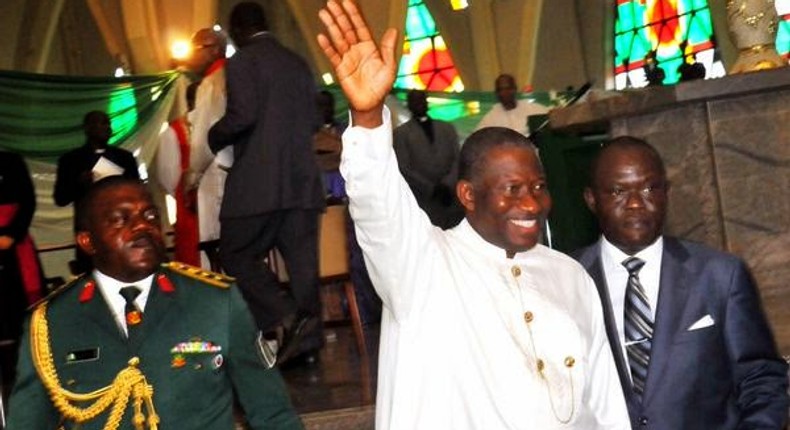 President Goodluck Jonathan, Vice President-elect, Yemi Osinbajo and their wives attend Inauguration service in Abuja on May 24, 2015.