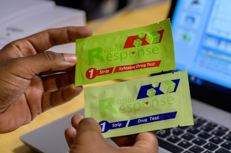 New York, May 25, 2023 Drug tests used to detect the presence of fentanyl and xylazine in various types of drugs such as cocaine, methamphetamine, and heroin.