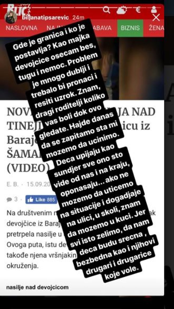 Biljana Tipsarević o vršnjačkom nasilju 