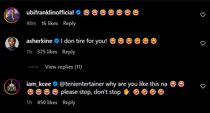 Reactions to Teni's post [Instagram/Tenientertainer]