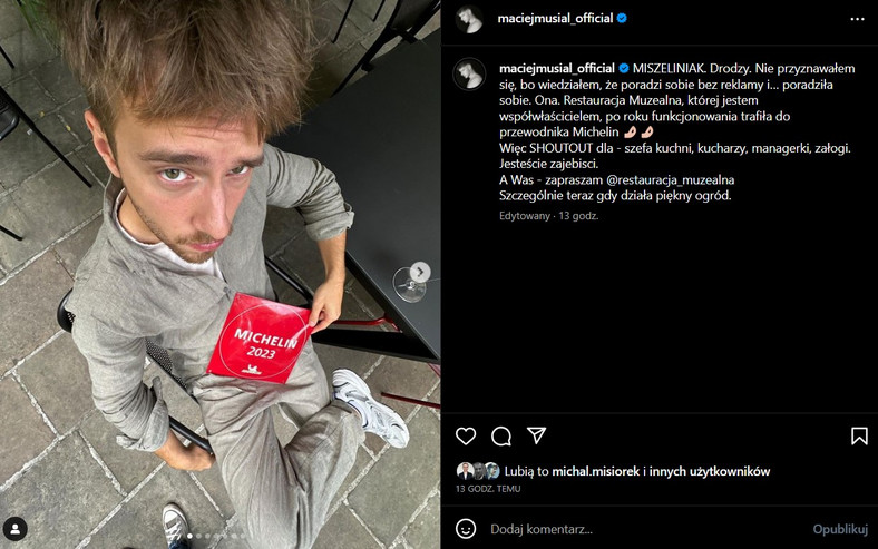 Maciej Musiał na Instagramie