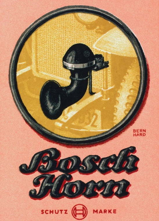 Plakat reklamujący klakson Bosch z 1914 roku.