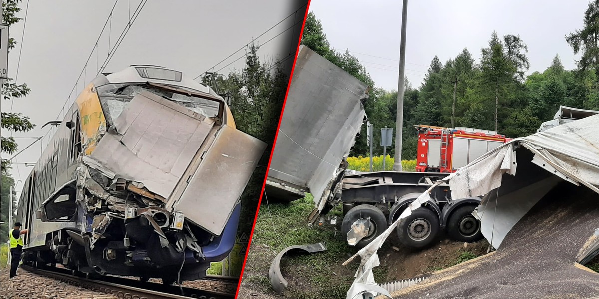 Na torach stała ciężarówka. Pociąg trąbił, a ona nie zjeżdżała z drogi składu [NAGRANIE]