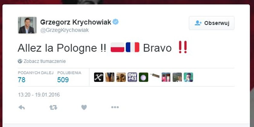 Krychowiak gratuluje szczypiornistom