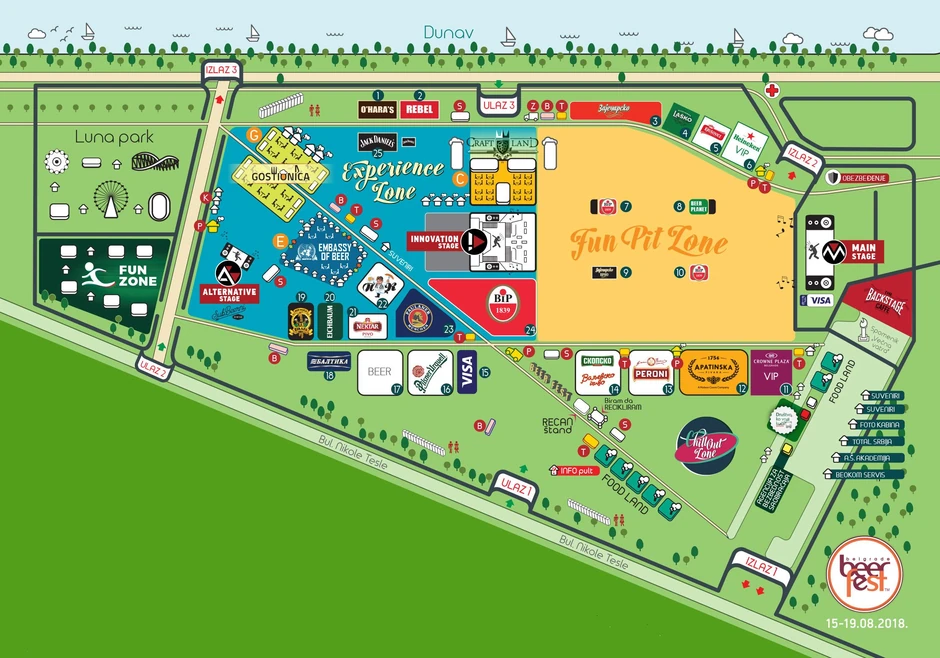 Mapa ulaza i izlaza na Bir festu
