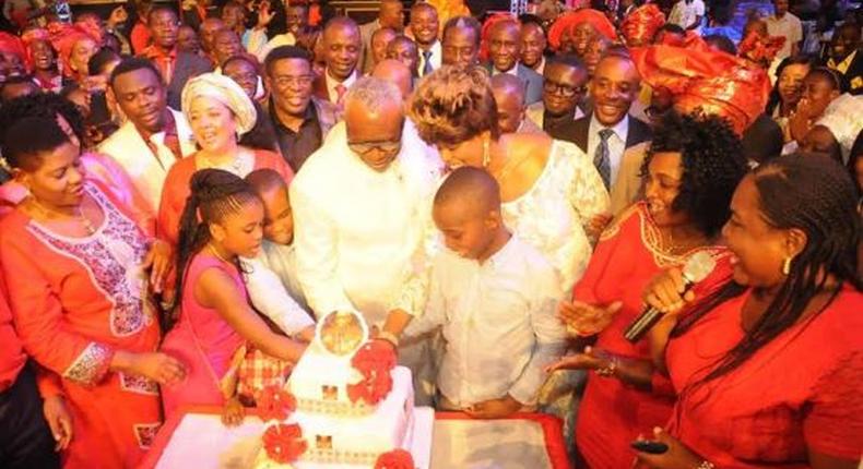 Cake time: The family gathered together to celebrate with the popular pastor