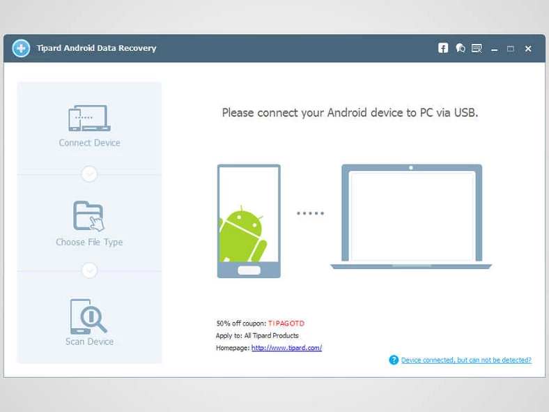 Główne okno programu do odzyskiwania danych - Tipard Android Data Recovery