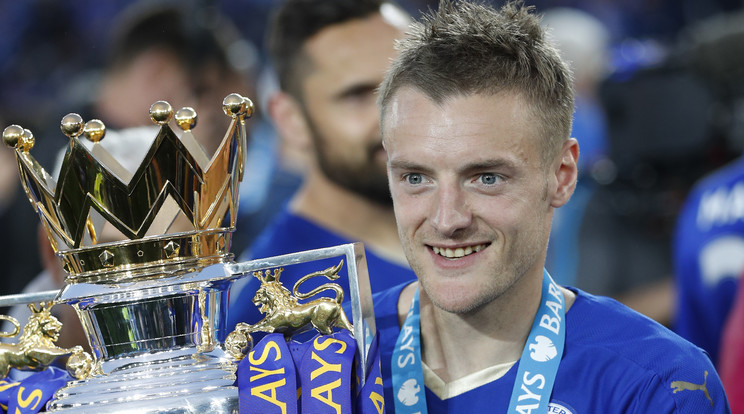 Vardy bajnoki címet ünnepelhetett a Leicesterrel /Fotó: AFP