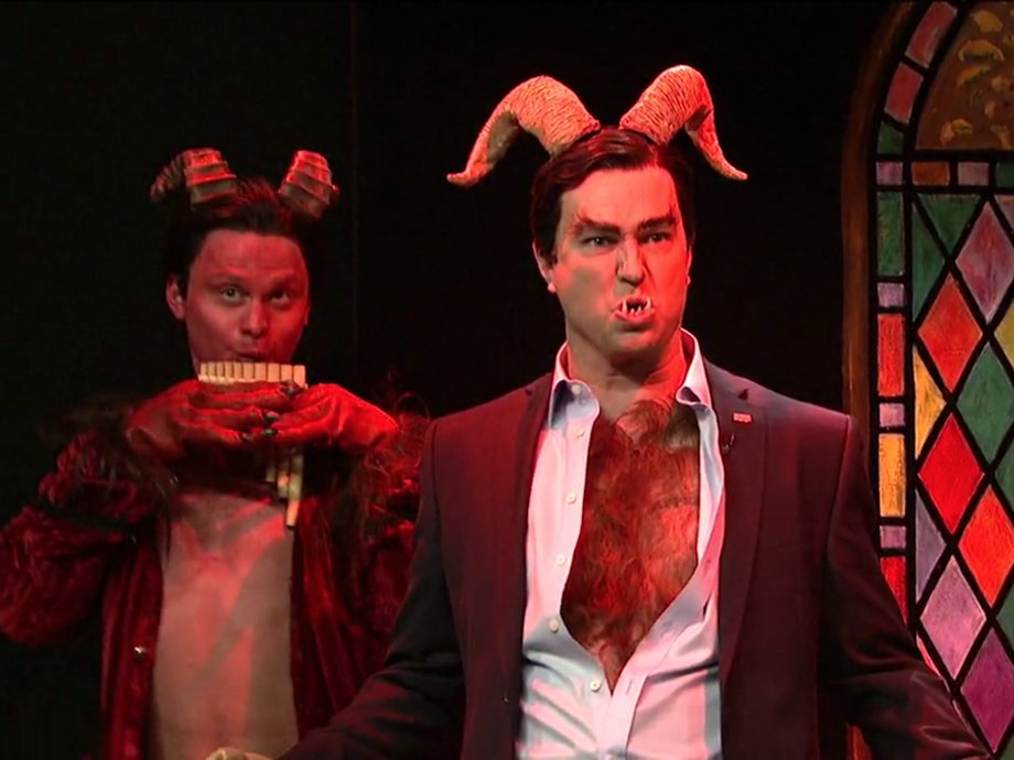 Taran Killam, right, as demonic Ted Cruz on "SNL."