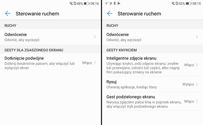 Sterowanie ruchem - z lewej Honor 7X , z prawej Huawei Mate 10 Lite
