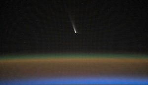 Comet C2023-A3, or Tsuchinshan-ATLAS, pictured about 99.4 million miles from Earth by NASA astronaut Matthew Dominick.Matthew Dominick/NASA